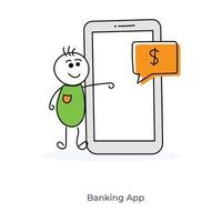personaggio dei cartoni animati e servizi bancari online vettore