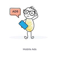 personaggio dei cartoni animati di mobile marketing vettore