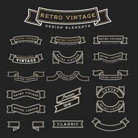 Set di Retro Vintage Ribbon Design Element vettore