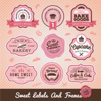 Set di dolci etichette e panetteria design per negozio di dolci vettore