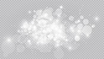effetto luce incandescente con molte particelle glitter isolate. vettore nuvola stellata con polvere. magiche decorazioni natalizie