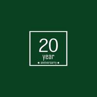 Illustrazione di progettazione del modello di vettore di colore verde di celebrazione di anniversario di 20 anni