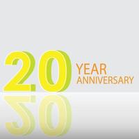 Illustrazione di progettazione del modello di vettore di colore giallo di celebrazione di anniversario di 20 anni