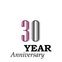 Illustrazione di progettazione del modello di vettore di colore viola di celebrazione di anniversario di 30 anni