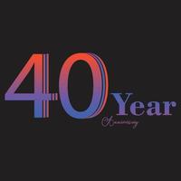 Illustrazione di progettazione del modello di vettore di colore dell'arcobaleno di celebrazione di anniversario di 40 anni