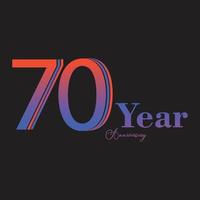Illustrazione di progettazione del modello di vettore di colore dell'arcobaleno di celebrazione di anniversario di 70 anni