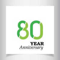 Illustrazione di progettazione del modello di vettore di colore verde di celebrazione di anniversario di 80 anni