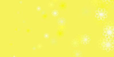 trama di doodle vettoriale giallo chiaro con fiori.