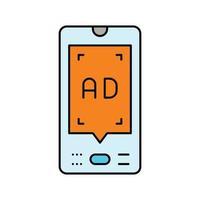 mobile pubblicità colore icona vettore illustrazione