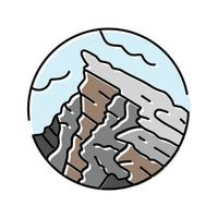roccia montagna paesaggio colore icona vettore illustrazione