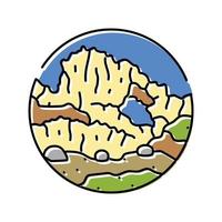 spedizione montagna paesaggio colore icona vettore illustrazione