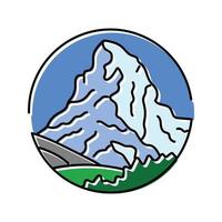 inverno montagna paesaggio colore icona vettore illustrazione