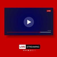 progettazione del modello di lettore video. finestra di live streaming mockup, lettore. concetto di social media. vettore