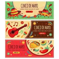 set di banner cinco de mayo vettore