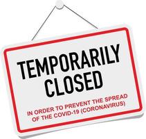 ufficio temporaneamente chiuso per segno coronavirus vettore