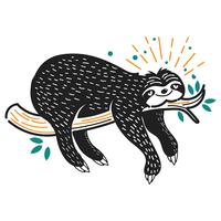 Illustrazione sveglia di bradipo di sonno vettore