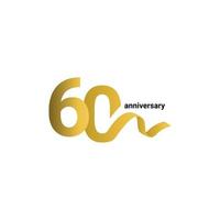 Illustrazione di progettazione del modello di vettore del nastro dell'oro di celebrazione di anniversario di 60 anni