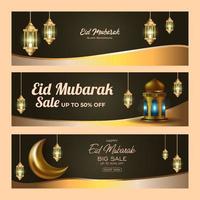 set di banner di vendita di eid mubarak vettore