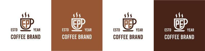lettera ep e pe caffè logo, adatto per qualunque attività commerciale relazionato per caffè, Tè, o altro con ep o pe iniziali. vettore