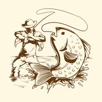 Illustrazione del pescatore a mosca vettore