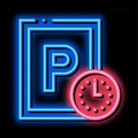 parcheggio tempo neon splendore icona illustrazione vettore