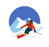 vettore di attività sportive invernali di sciatori e snowboarder
