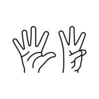 otto numero mano gesto linea icona vettore illustrazione