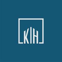 kh iniziale monogramma logo vero tenuta nel rettangolo stile design vettore