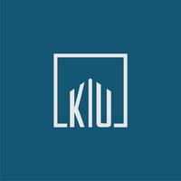 ku iniziale monogramma logo vero tenuta nel rettangolo stile design vettore