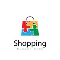 puzzle astratto shopping Borsa. astratto shopping logo. in linea negozio logo. vettore