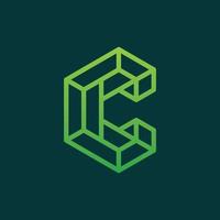 iniziale lettera c verde bloccare geometrico logo vettore