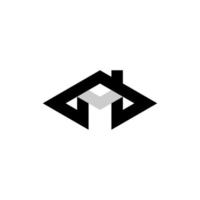 lettera m casa minimalista creativo logo design vettore