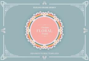 elegante cornice arrotondata floreale ornamentale in colori tenui vettore