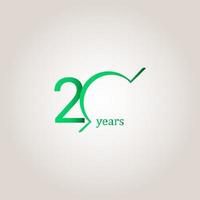Illustrazione di progettazione del modello di vettore della linea verde di celebrazione di anniversario di 20 anni