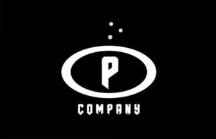 p nero e bianca ellisse alfabeto grassetto lettera logo con punti. creativo modello design per attività commerciale e azienda vettore