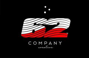 62 numero logo con rosso bianca Linee e punti. aziendale creativo modello design per attività commerciale e azienda vettore