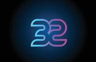 rosa linea 32 numero logo icona design. creativo modello per attività commerciale e azienda vettore