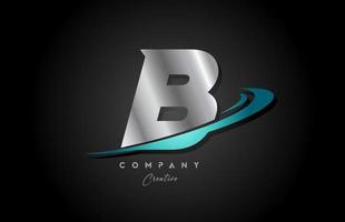 argento metallo blu B alfabeto lettera logo icona design con svolazzare. creativo modello per azienda e attività commerciale vettore