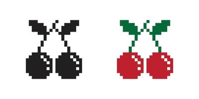 ciliegia pixel logo icona vettore illustrazione