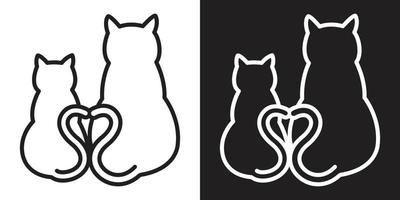 gatto logo gattino vettore icona cuore San Valentino illustrazione personaggio