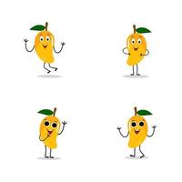 Mango personaggio design. kawaii Mango personaggi vettore illustrazione di carino cartone animato, uso loro come adesivi, modelli, maglietta disegni, frutta logo, tutti stampato media, cartoni animati, eccetera