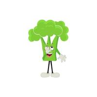 broccoli portafortuna cartone animato nel vettore. carino contento sorridente broccoli verdura impostato collezione. vettore piatto cartone animato personaggio illustrazione icona design. contenuto, felice, verde Sorridi, allegro viso emozione.