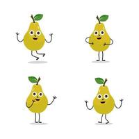 Pera frutta cartone animato. carino vettore impostato di Pera frutta personaggio nel diverso azione emozione. collezione di Pera personaggi nel diverso espressioni, divertente frutta mascotte.