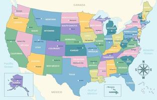 nazione carta geografica di unito stati di America vettore