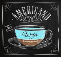 manifesto caffè Americano nel Vintage ▾ stile disegno con gesso su il lavagna vettore