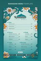 Ramadan iftar menù modello con verde floreale design vettore