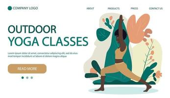 donna esercizio yoga. concetto illustrazione per salutare stile di vita, sport, esercizio. casa pagina bandiera vettore