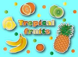 tropicale frutta adesivi impostare. vettore