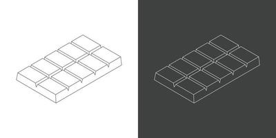 cioccolato bar schema disegno vettore illustrazione isolato su nero e bianca sfondo. piazza cioccolato vettore illustrazione nel isometrico stile. cioccolato bar linea arte. lineare stile