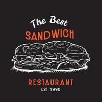 Sandwich manifesto design vettore illustrazione nel mano disegnato stile, Perfetto per parete arredamento bar ristorante e t camicia design